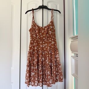 Blu Pepper Rust and White Floral Tiered Sundress